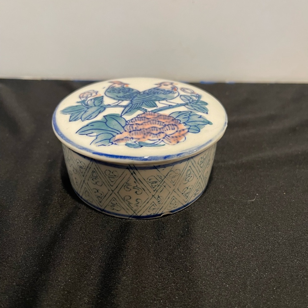 Vintage Bird Round Trinket Dish